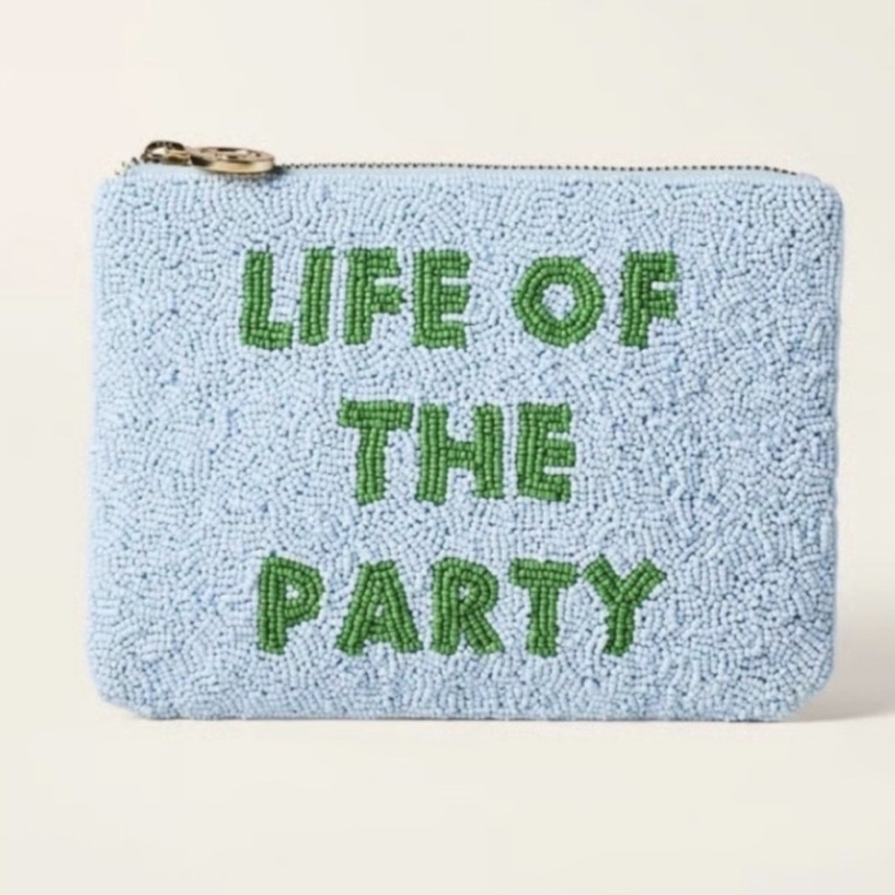 kate spade Blue and Green Beaded Clutch